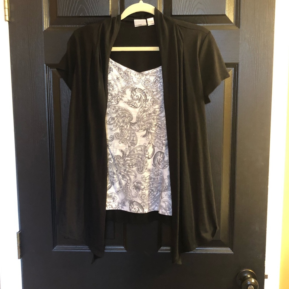 Black cardigan with shirt attached